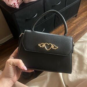 Black Heart-Embellished Women's Handbag